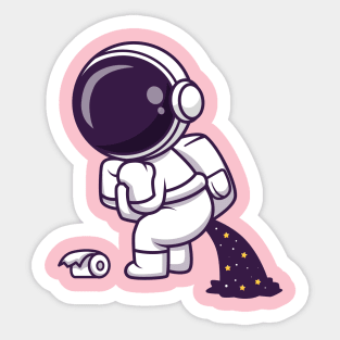 Cute Astronaut Pooping Space Cartoon Sticker